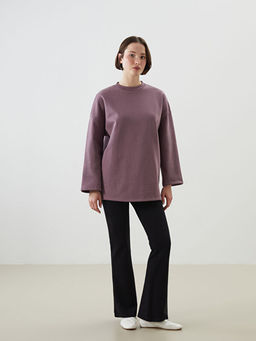 Bisiklet Yaka Oversize Kad?n Kal?n Sweatshirt Tunik