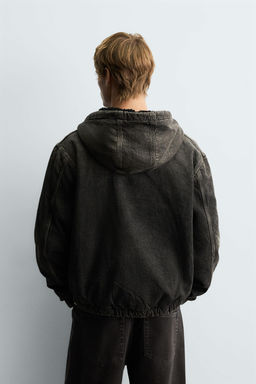 DENIM JACKET WITH FAUX SHEARLING HOODIE - Zara фото 3
