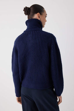 Wardrobe Essentials Lacivert Fermuarl? Yumusak Dokulu Genis Kal?p Triko H?rka|TWOAW26HI00049