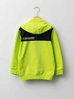 Kap??onlu Bask?l? Uzun Kollu Erkek ?ocuk Fermuarl? Sweatshirt - Waikiki фото 2