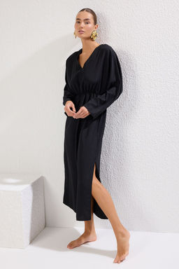 Cicek Desenli Dokuma Y?rtmacl? Maxi Plaj Elbise TBESS25EL00037 - Trendyolmilla фото 7