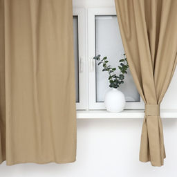 Шторы для кухни с подхватами Этель Kitchen, бежевый, 150×180 см, комплект - 2 шт.