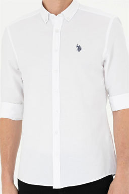 Мужская белая базовая рубашка с длинным рукавом - U.s. polo assn фото 6