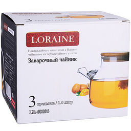 60096 Заварочный чайник 3пр 1л стек бамбук LR(х24) - Mayer&boch фото 4