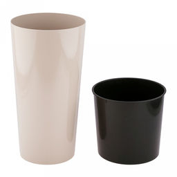 Кашпо для цветов пластмассовое "Камелия" 1,5л, д14см, h26см, со вставкой h13см, полипропилен, светло-серый (Беларусь)