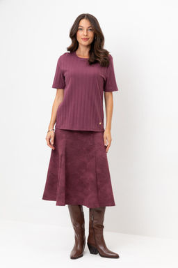 ЕВТ 7024/сливовое вино,эффект замши юбка жен