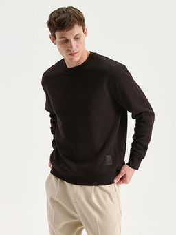 Bisiklet Yaka Uzun Kollu Erkek Kal?n Sweatshirt