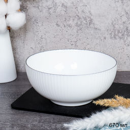 Тарелка глубокая суповая 670 мл 152 мм Вертикаль тарелка глубокая серая линия / GR-DKW-60 /уп 48/ 751488