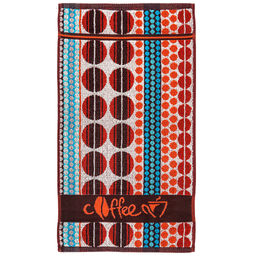 Полотенце кухонное махровое 30х60см, пестротканое, плотность 420гр/м2, хлопок 100%, "Coffee" (Россия)