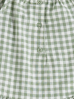 Bisiklet Yaka Ekose Desenli K?z Bebek Elbise