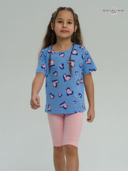 Костюм Актив розовые сердечки на голубом-розовый - Sovalina фото 9