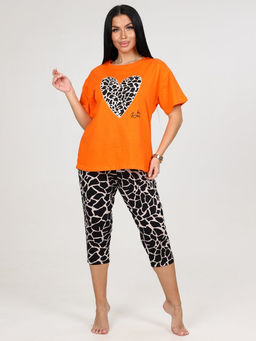 627 ДОМАШНИЙ КОСТЮМ ЖЕНСКИЙ (бриджи) (Оранжевый/чёрный жираф) - А-дина фото 2