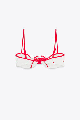 EMBROIDERED ELASTIC UNDERWIRED BIKINI TOP - Zara фото 10