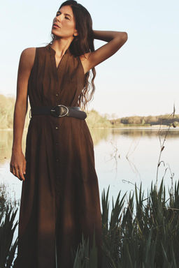 MIDI DRESS WITH BELT - Zara фото 2