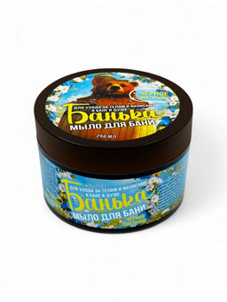 Мыло для бани густое «Банька» черное цветочное, 250 мл