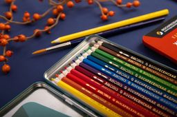 ВКФ Живопись JIV-WCPM-1012 Набор акварельных карандашей заточенный 2 х 12 цв. в металлической коробке