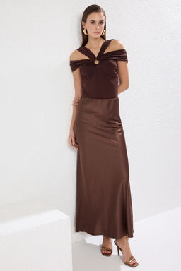 TRENDYOLMILLA Bronz Saten Dokuma Uzun S?k Etek TPRSS25ET00005 фото 2