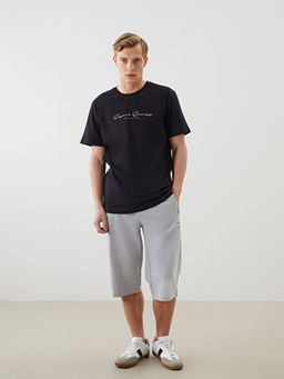 Bisiklet Yaka Bask?l? Penye Erkek Ti??rt