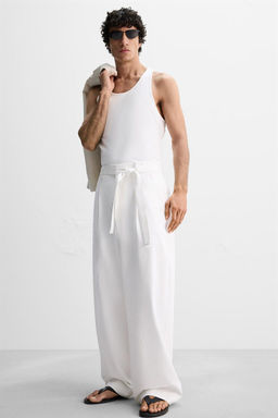 LYOCELL - COTTON TROUSERS WITH BELT - Zara фото 6
