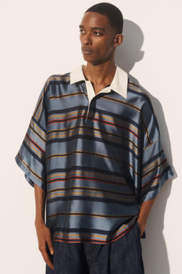 CAMISA POLO BOXY FIT CUPRO - SEDA / Marino - Zara фото 2