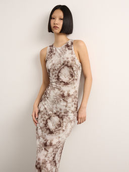 Платье с вырезом халтер из сетки