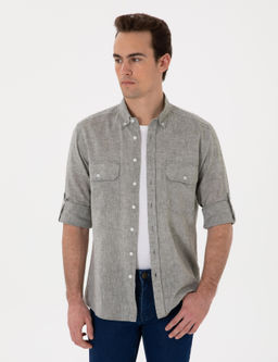 Рубашка Pierre Cardin Regular Fit хаки длинный рукав