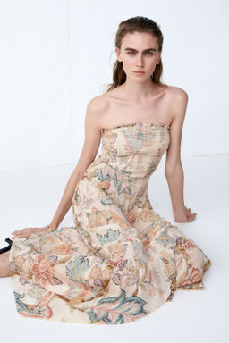 Vestido bandeau con cuerpo nido de abeja - H&m фото 2