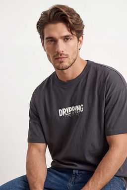 Antrasit Oversize/Geni_ Kal_p Tok Kuma_ Slogan Bask_l_ T-Shirt TMNSS26TS00074 - Trendyolmilla фото 2