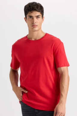 New Regular Fit Bisiklet Yaka Basic Duz K?sa Kollu Tisort