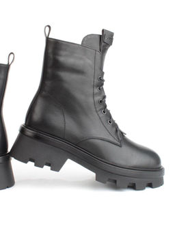 04-M3-2170 BLACK Ботинки зимние женские (натуральная кожа, натуральный мех)