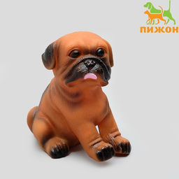 Игрушка пищащая Маленький друг для собак, бульдог, 9 см, тёмно-коричневая