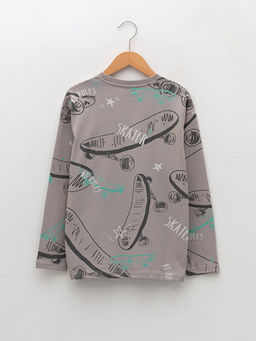 Bisiklet Yaka Bask?l? Uzun Kollu Erkek ?ocuk Ti??rt - Waikiki фото 2