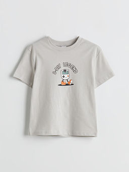 Bisiklet Yaka Bask?l? Erkek ?ocuk Ti??rt