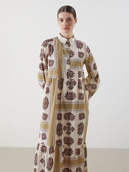 G?mlek Yaka Desenli Elbise