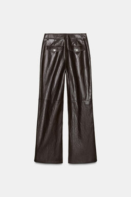 FAUX LEATHER STRAIGHT TROUSERS - Zara фото 15