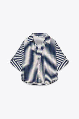 CROPPED LINEN BLEND SHIRT - Zara фото 6