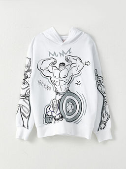 Kap??onlu Avengers Bask?l? Uzun Kollu Erkek ?ocuk Sweatshirt