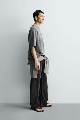 CAMISETA RELAXED FIT ESTRUCTURA FLAM? LAVADO / Antracita oscuro - Zara фото 12