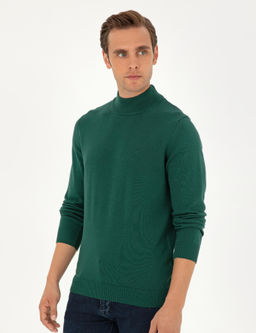 Ye_il Slim Fit Yar_m Bal_k__ Yaka Basic Triko Kazak - Pierre cardin фото 3