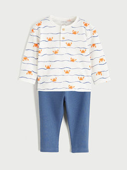 Bask?l? Erkek Bebek Ti??rt ve E?ofman Alt 2li