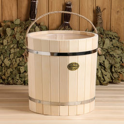 Ведро - запарник для бани и сауны, 18 л, липа, пластиковая вставка, ручка - верёвка, «Добропаровъ»
