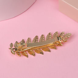 Цена за 2 шт. Заколка - автомат для волос «Либерти», веточка, 8.8 см, золото