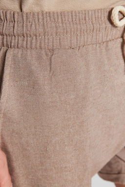 Vizon Regular Fit Lastik Belli Keten Gorunumlu K?sa Sort & Bermuda TMNSS22SR0020