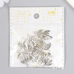 Цена за 20 шт. Металлический элемент, декоративная подвеска «Арт Узор. Зонтик в сеточку», серебро, 2.1×1.6 см