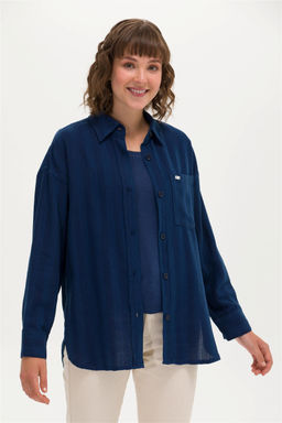 Женская темно-синяя джинсовая рубашка - U.s. polo assn фото 7