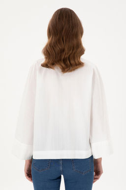 Женская рубашка с длинным рукавом цвета экрю - U.s. polo assn фото 5