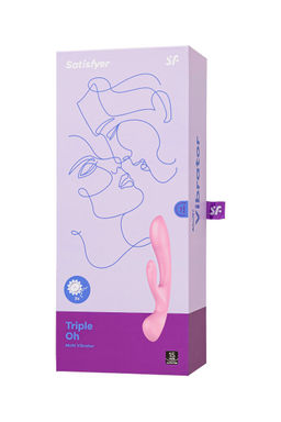 Нереалистичный вибратор Satisfyer Triple Oh, силикон, розовый, 24 см  фото 11