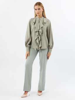 Блузкас отлетными рюшами OD-914-3 полынь - Tantino фото 3