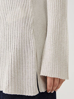 Yar?m Bal?k?? Yaka Parlak G?r?n?ml? Kad?n Triko Tunik