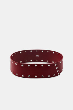 CINTUR?N FAJ?N PIEL 100% TACHAS / Rojo - Zara фото 4